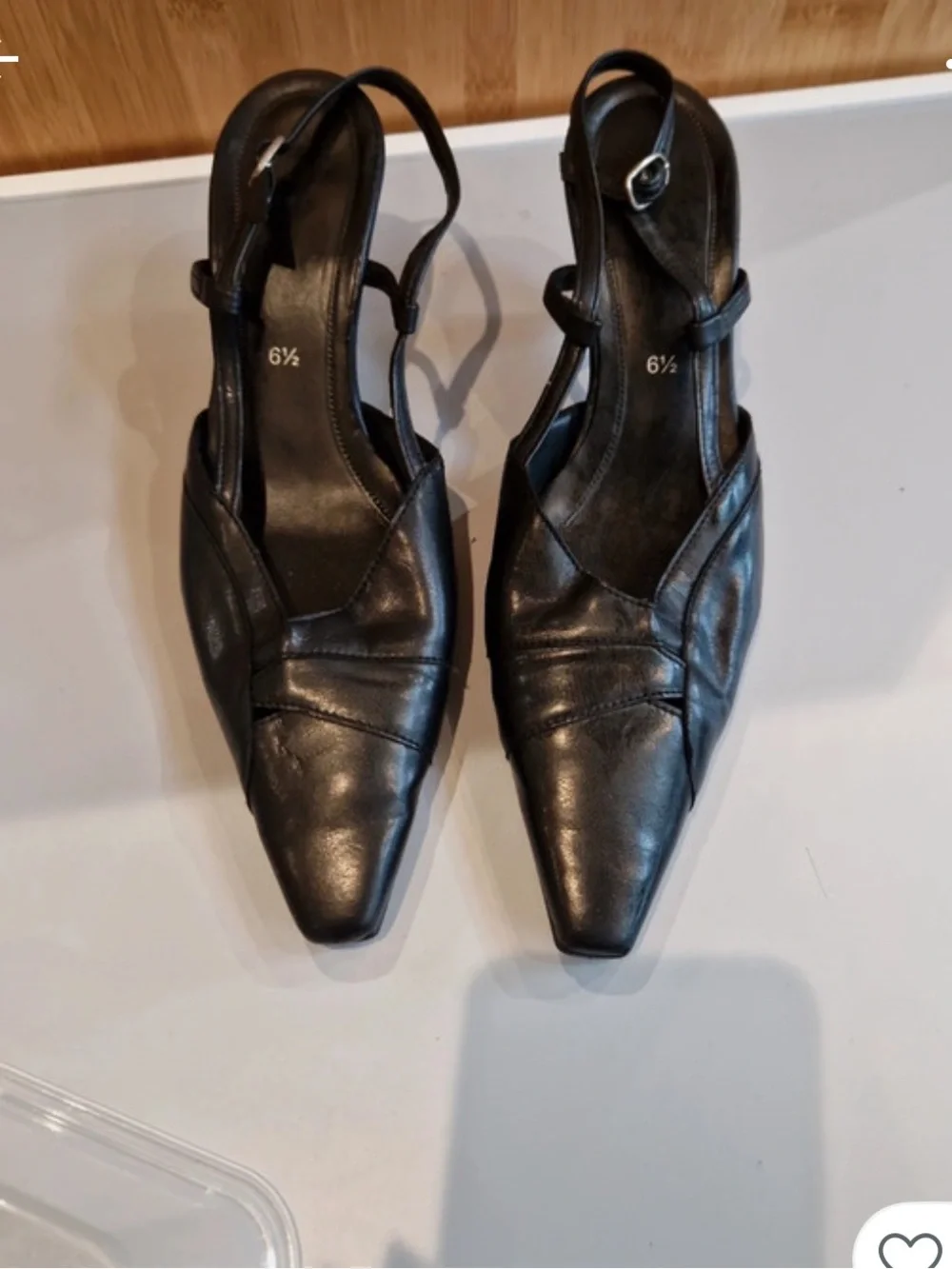 Gabor Black Pointed Slingback Loafers